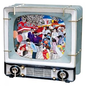 3D puzzle Paper Craft -  Shadowbox Retro TV Festival Stalls and Cherry Blossoms