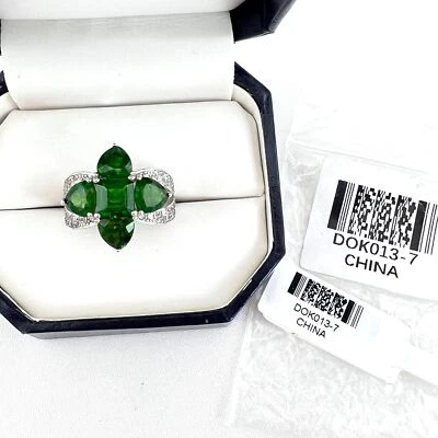 Anillo JTV Cromo Diópsido Flor y Topacio Blanco Rodio Sobre Plata de Ley Talla 7.25 Foto 1 de 4