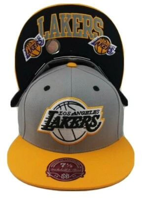 Los Angeles Lakers NBA Mitchell & Ness  Grey Tone Arch Graphic Fitted  hat  cap - Image 1 of 4