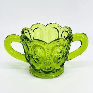 VTG MID-CENTURY L.E. SMITH MOON & STARS GREEN GLASS OPEN SUGAR BOWL/CUP-1960'S - Picture 1 of 9