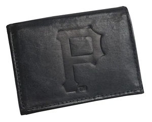 Rico Industries Pittsburgh Pirates Laser Engraved Black Tri-Fold Leather Wallet - Picture 1 of 2