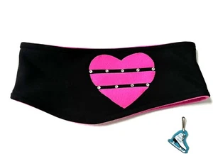 IceDress - Two-Color Thermal Figure Skating Headband "Hearts" (Black and Pink) M - Picture 1 of 5