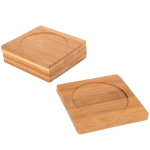 BambooMN Natural Bamboo Coasters - 4" x 4" - Square - Picture 1 of 9