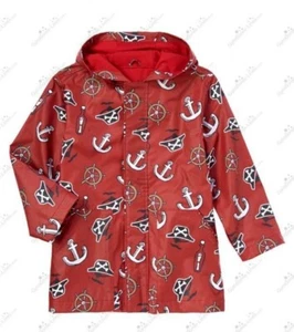 Gymboree Boys 10-12 Stripes and Anchor Pirate Rain Coat NWT Red Black - Picture 1 of 3
