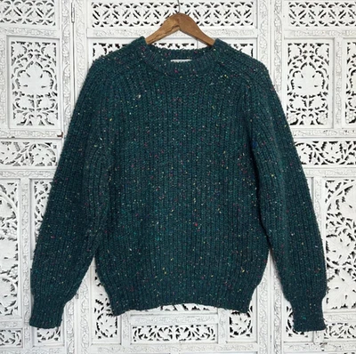 Vtg Gap Forest Green Rainbow Speckled Colorful 100% Wool Chunky Knit Sweater S/M - Image 1 of 4