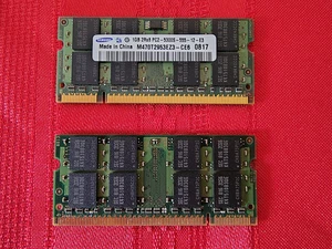 Samsung M470T2953EZ3-CE6 2GB (2x1GB) PC2-5300S-555-12-E3 DDR2 SO-DIMM RAM - Bild 1 von 2