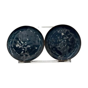 Set of 2 World Market Glazed Ceramic Reactive Indigo Blue Salad Plates 8” EUC - Picture 1 of 10