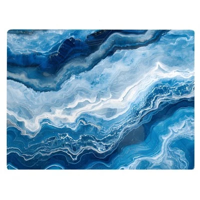 Light Dark Blue With White Marble Kitchen Glass Cutting Board Ocean Decorativ... - Image 1 of 4