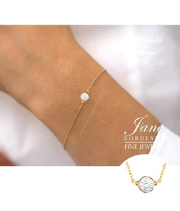 $500 NEW BC® 14K YELLOW GOLD WHITE TOPAZ ART DECO STYLE CHAIN PENDANT BRACELET - Picture 1 of 24