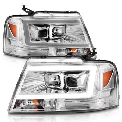 For 2004-2008 Ford F-150 ANZO Projector Headlights W/ Light Bar Chrome Housing Foto 1 de 4