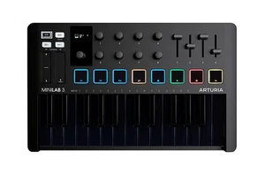 Open Box Arturia MiniLab 3 Universal Hybrid Keyboard MIDI Controller Deep Black - Picture 1 of 21