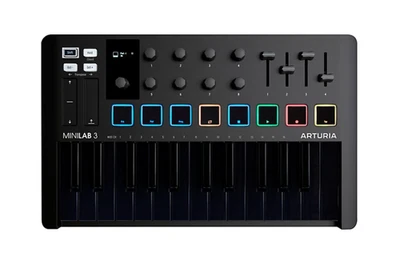 Teclado híbrido universal Open Box Arturia MiniLab 3 controlador MIDI negro profundo Foto 1 de 4
