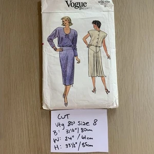 Vintage 80's Vogue 9215 Sewing Pattern Cut Slouch Fit Blouson Dress Dolman - Picture 1 of 2