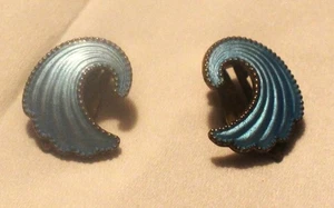 Elvik & Co. Norwegen Ohrringe Sterlingsilber blau Guilloche - Bild 1 von 6