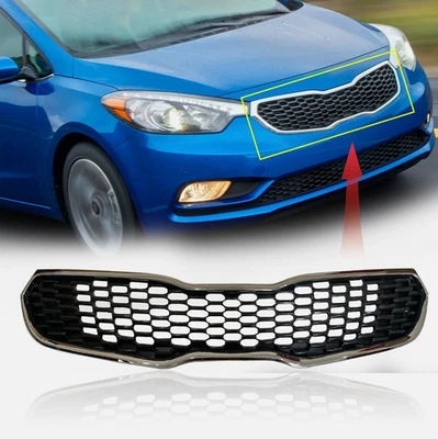 Conjunto de grade de para-choque dianteiro preto compatível com 2014 2015 2016 Kia Forte Forte5 - Imagem 1 de 4