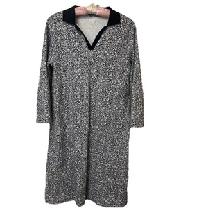 Lands End Women’s Medium Navy/white 100% Cotton Pullover Shirtdress Coverup - Picture 1 of 10