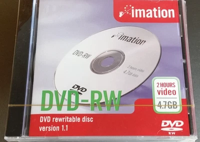NEW Sealed - 10 of Imation DVD-RW 4.7 GB Rewriteable Disc 2 Hours Jewel Case - Image 1 of 3