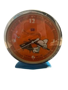 Vintage Five Rams WorkingElephant Playing Piano Animated Alarm Clock Blue Metal - Picture 1 of 7
