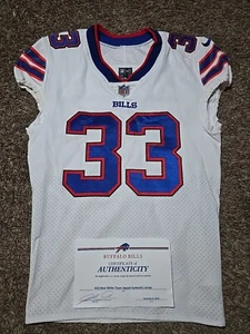 SIRAN NEAL BUFFALO BILLS GAME WORN Issued JERSEY Nike White Sz 40 With Repairs - Picture 1 of 13