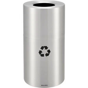 Global Industrial Aluminum Round Open Top Recycling Can 35 Gallon Satin Clear - Picture 1 of 5
