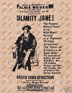 OLD WEST POSTER CALAMITY JANE WESTERN MUSEUM SALOON DECORATIVE PHOTO SHOW 02 - Picture 1 of 1