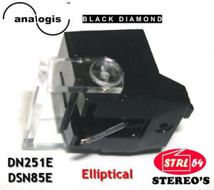 DN251-E pour DUAL DMS 251 DENON DSN85-E Stylet Diamant ELLIPTIQUE Black Diamond