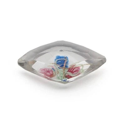 Checo vintage romboide murano floral cristal transparente estrás 30 mm Foto 1 de 3