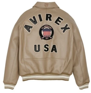 Men's Avirex Mink Bomber American Flight Real Sheep Skin Leather Jacket - Picture 1 of 4