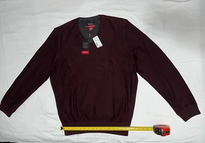 NWT Awearness Kenneth Cole AWEAR-TECH Burgundy Sweater Slim Fit Xl V Neck - Picture 1 of 10