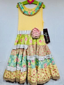 NWT Mustard Pie "Andalusia" Sleeveless Ruffled Tiered Skirt McKenna Dress 8 Girl - Picture 1 of 3