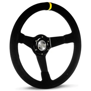 SAAS Drifter Black Suede Sports Steering Wheel - 350mm 70mm Deep Dish Race Boat - Picture 1 of 6