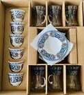 Turkish Coffee Cups Set Of 6 Cuban Porcelain Fancy Espresso Cups With Saucers