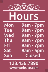 Custom Business Store Hours Phone Web Vinyl Decal Sticker Sign Glass Windows #7 - Picture 1 of 10