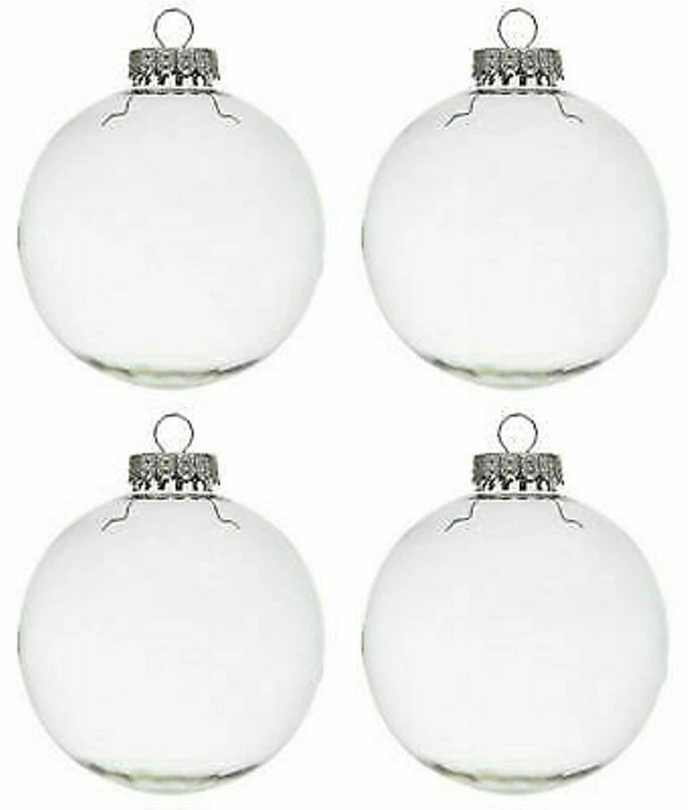 4 DIY Party Wedding Christmas Ornaments Round Clear Bulbs Fillable Paintable - Image 1 of 4