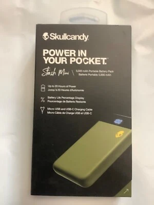 Skullcandy Power Pack Stash Mini Up to 20 Hrs. Olive 5,000 mAh Portable New - Image 1 of 2