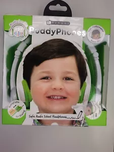 Auriculares con cable BuddyPhones para niños escolares - blancos/verdes nuevos - Imagen 1 de 8