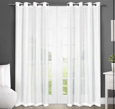 Exclusive Home Curtains Apollo White Window Curtain Panel Pair 50x108 - Image 1 of 3