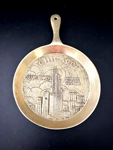 Vintage Massive Messing Chicago Sears Tower Souvenir Bratpfanne Pfanne Wandbehang - Bild 1 von 4