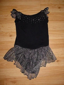 Girls Gymnastics-Dance-Tumbling-Skating Skate Costume-Black Silver-Dress-sz-7-8 - Picture 1 of 1