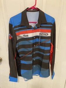 hyper threads Button Down Jersey Shirt Long Sleeve Utah High School Cycling Sz S - Picture 1 of 10