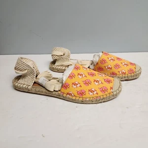 New J Crew Printed Lace Up D'Orsay Espadrille Sandals Orange Floral Size 7 1/2 - Picture 1 of 10