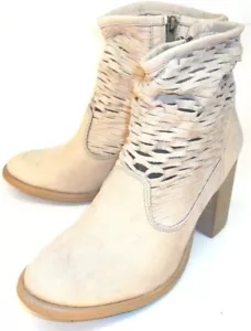 Cool Way Bota Mujer US8 EU39 Beige Cuero Recortes Tacón Alto Tobillo España 2592 - Imagen 1 de 8