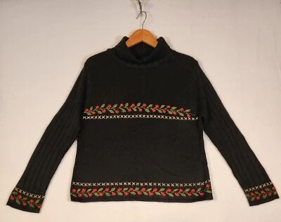 Suéter De Colección Shenanigans Para Mujer XL Cuello Alto Bordado Floral Vid Navidad Foto 1 de 4