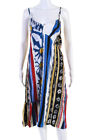Marni Womens Spaghetti Strap V Neck Abstract Midi Dress Multicolor Size 38