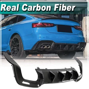 For Audi A5 S-line S5 2020-21 REAL Carbon Fiber Rear Bumper Diffuser Lip Spoiler - Picture 1 of 11