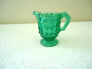 Soporte de palillo de dientes vintage con forma de jarra cortada de vidrio verde "HERMOSO" - Imagen 1 de 8