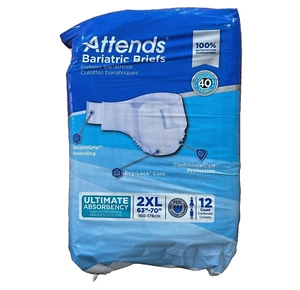Attends Bariatric Adult Disposable Underwear Briefs XXL Super Absorbent 12 ct - Picture 1 of 2