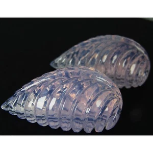 69.15Cts Massive Natural Lavender Color Quartz Carving Leaf Shape Matching Pair - Picture 1 of 7