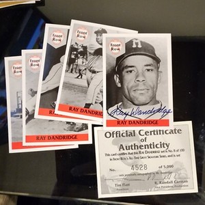 HOF Ray Dandridge Signed Front Row Card Set Auto - Front Row Certificate of Auth