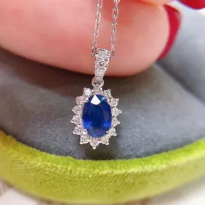 925 Silver Plated Necklace Pendant Pretty Cubic Zircon Women Wedding Jewelry - Bild 1 von 5